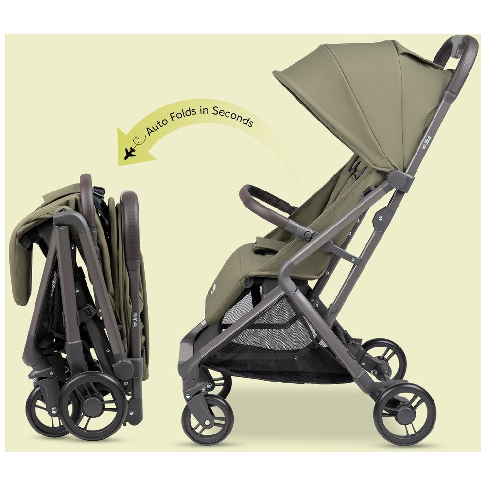 Jikel Nomad AutoFold Lightweight Travel Stroller - Olive Green