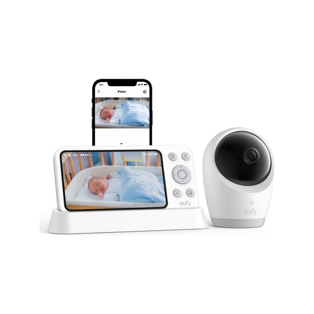 Eufy - Baby Monitor E21 4K Camera With 8x Zoom App & Monitor Control - White