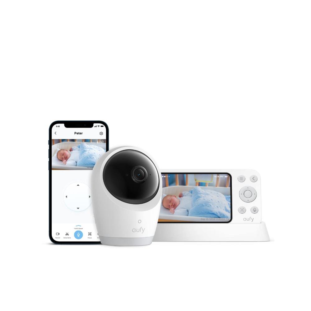 Eufy - Baby Monitor E21 4K Camera With 8x Zoom App & Monitor Control - White