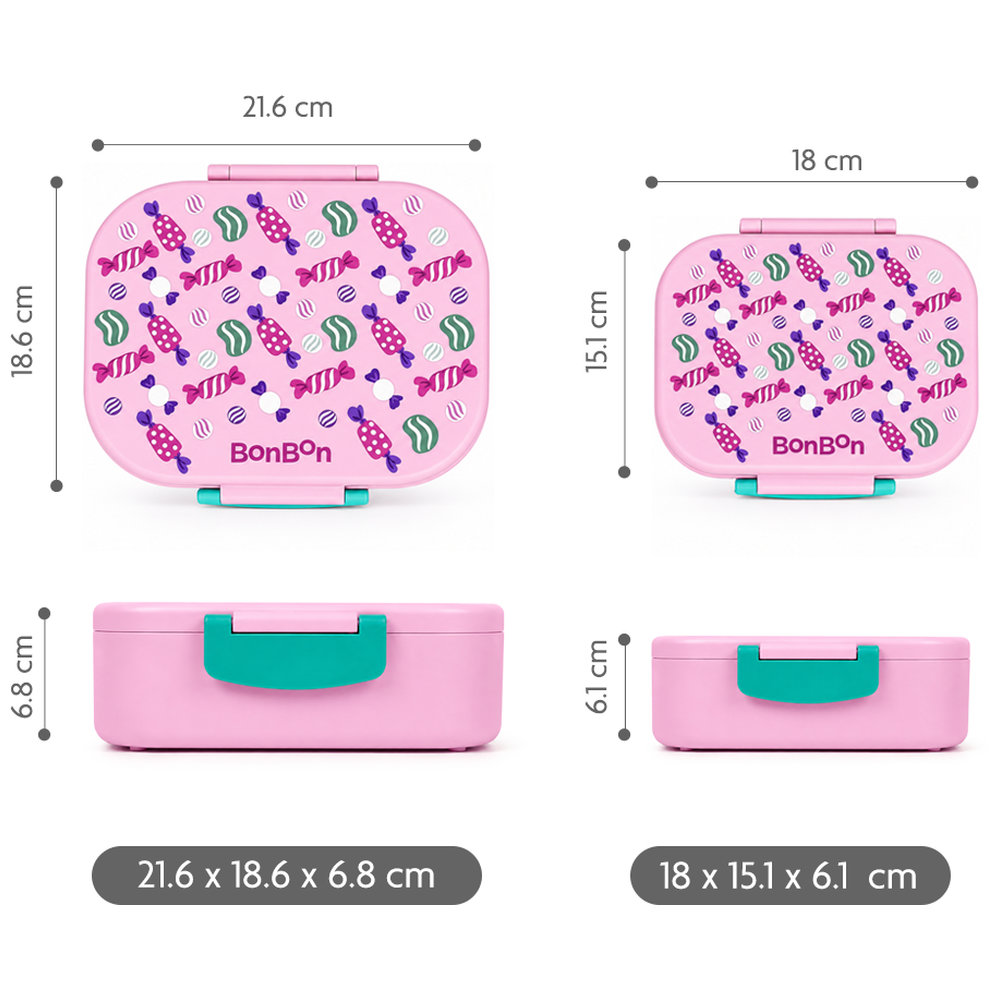 Bonbon - 4-Compartment Lunch Box - Candies - 2 Pc Set