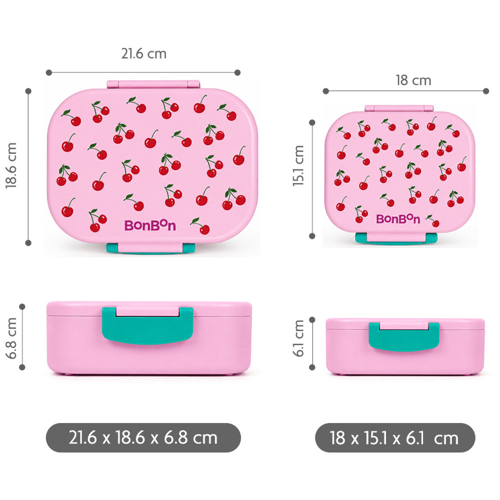 Bonbon - 4-Compartment Lunch Box - Cherries - 2 Pc Set