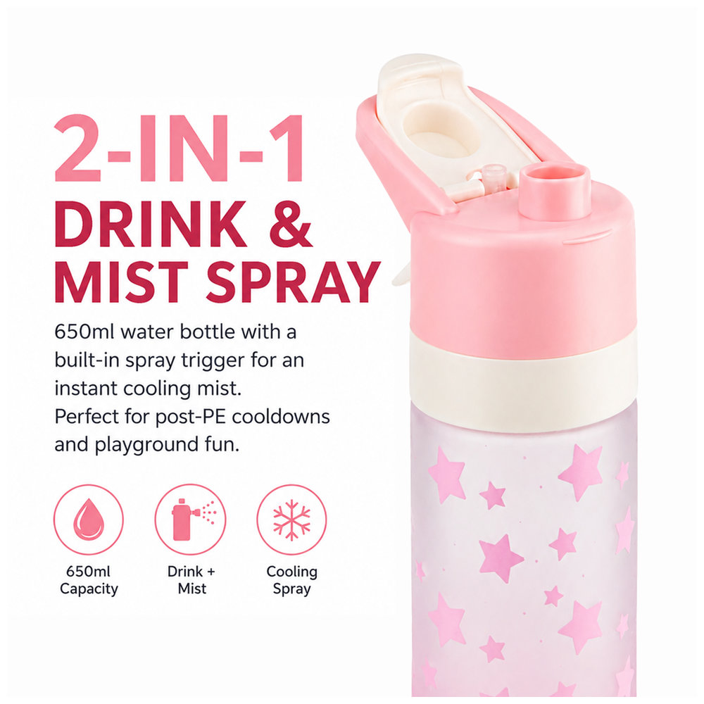 Bonbon - Tritan Water Bottle With Cooling Spray - Star - 600 ml 