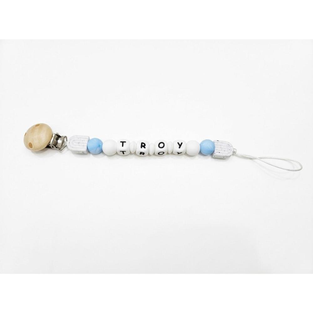 Maxims Baby Store - Personalized Marble Pacifier Clip - Blue 