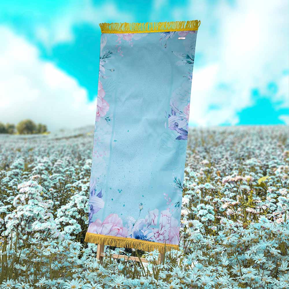 HilalFul Golden Tassel Prayer Mat - Charming Blue