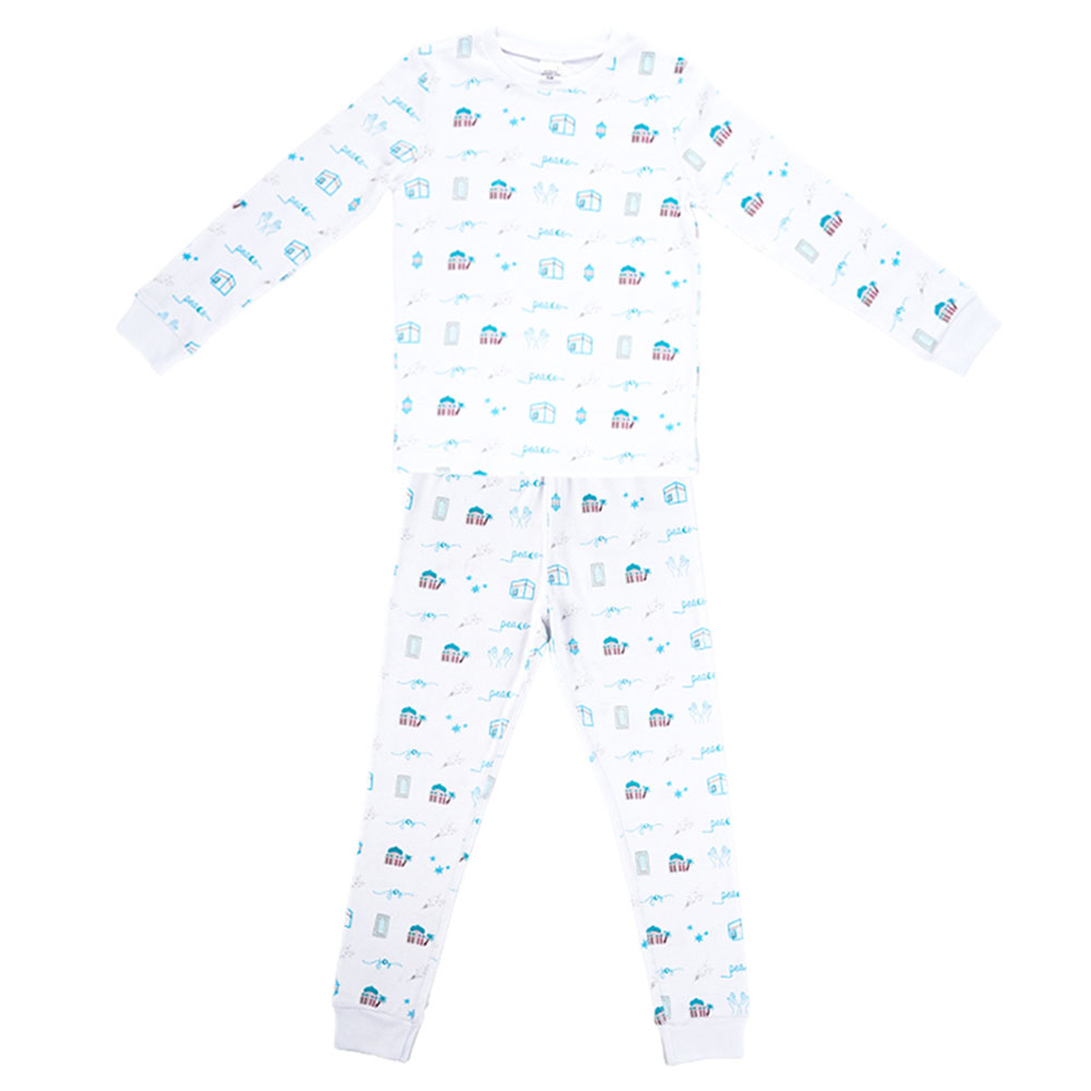 Hilal Ful 2pc-Set Cotton Pyjama - White