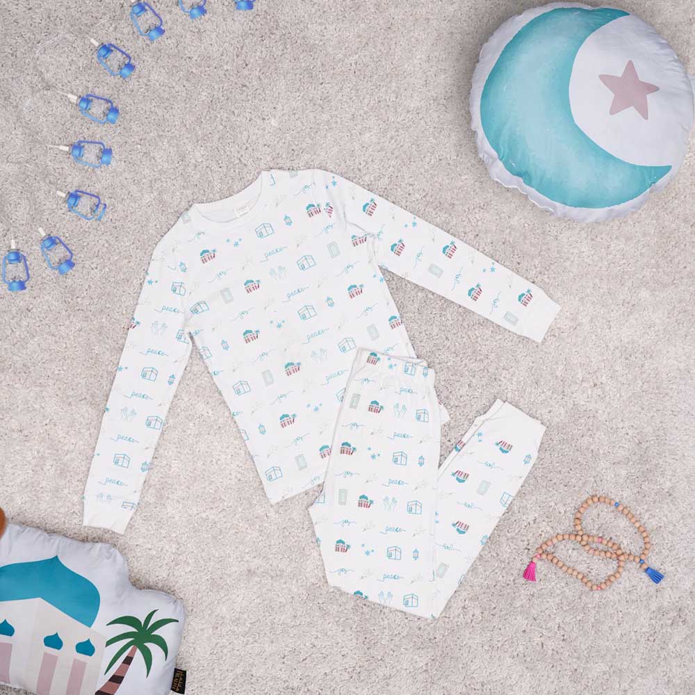 Hilal Ful 2pc-Set Cotton Pyjama - White