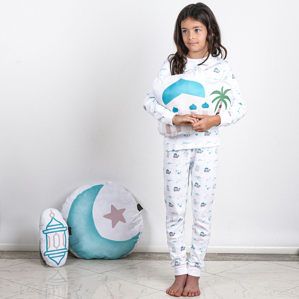 Hilal Ful 2pc-Set Cotton Pyjama - White