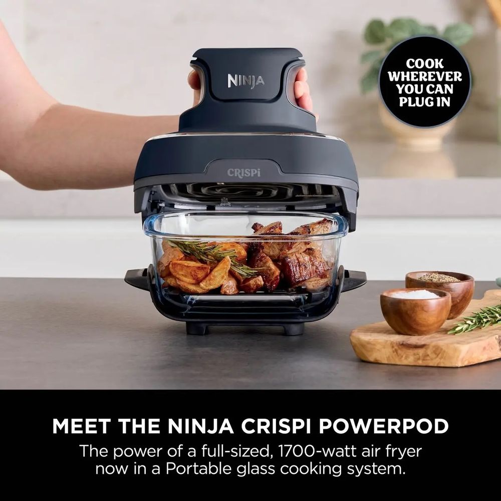 Ninja - Crispi 4-In-1 Portable Air Fryer Cooking System - Cyberspace Grey - 1500W