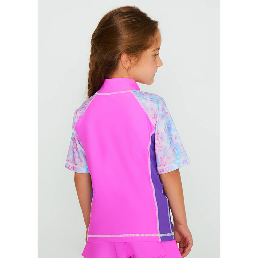 Coega Sunwear Girls Kids Short Sleeve Rashguard Abstract Drops - Purple