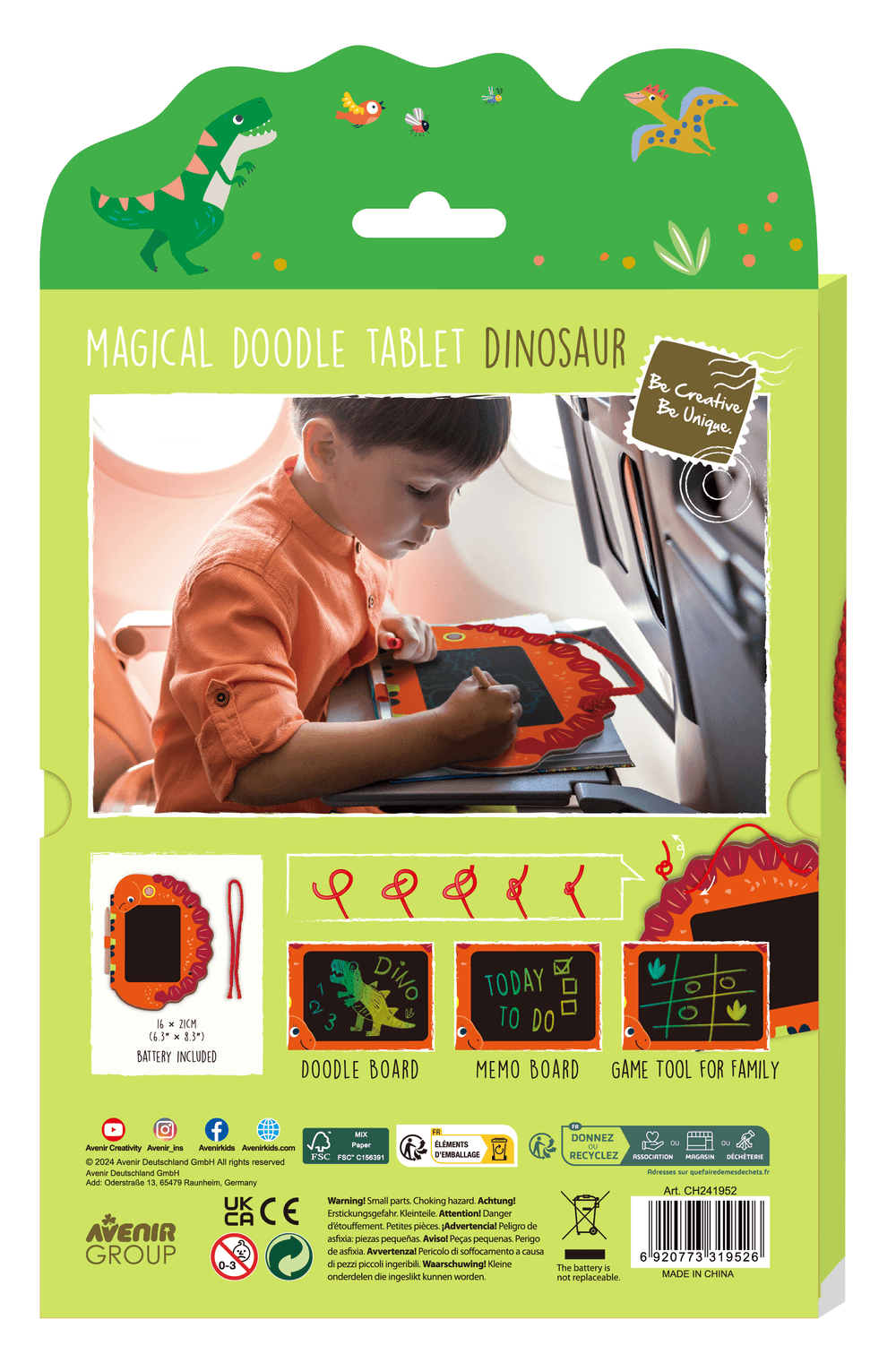 Avenir LCD Artidoodle Board Dinosaur - Red