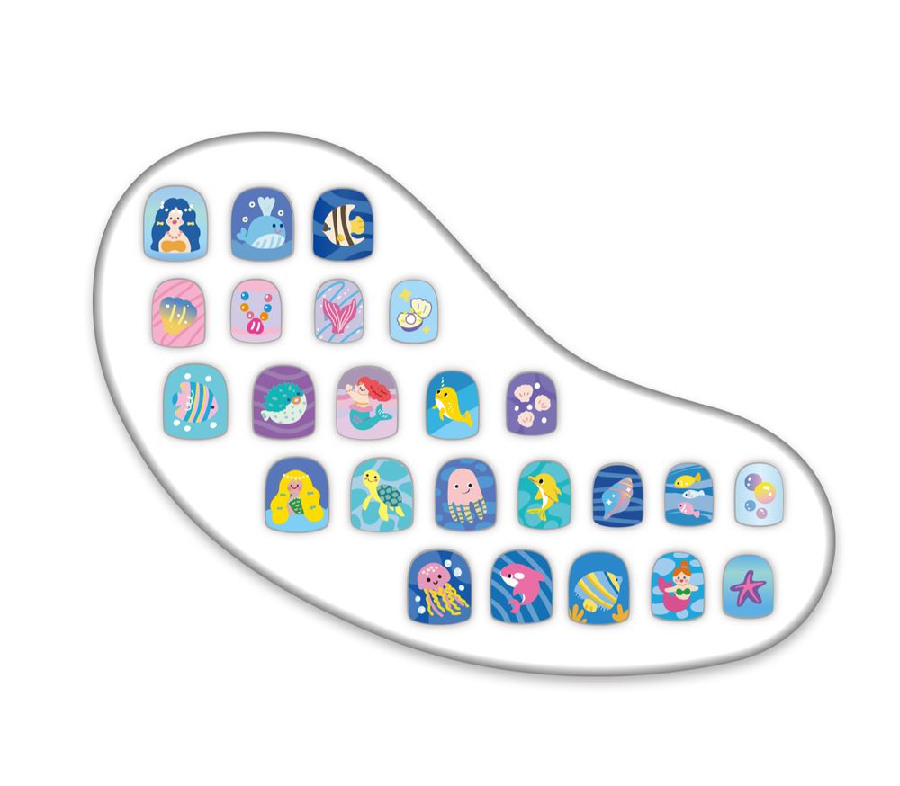 Avenir - Fancy Me Press-On Kids Nails - Under The Sea - 24 Pcs