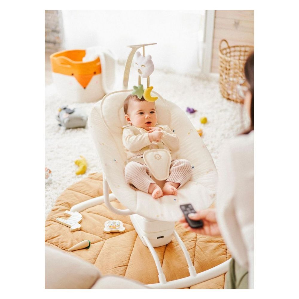 Badabulle Lateral Nursery Baby Swing - Lichen | 0 – 6 months | Operates with 4X LR14 batteries