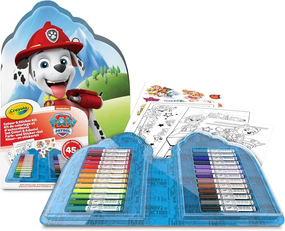 Crayola Paw Patrol Case With Colours & Stickers - 45+ Pcs