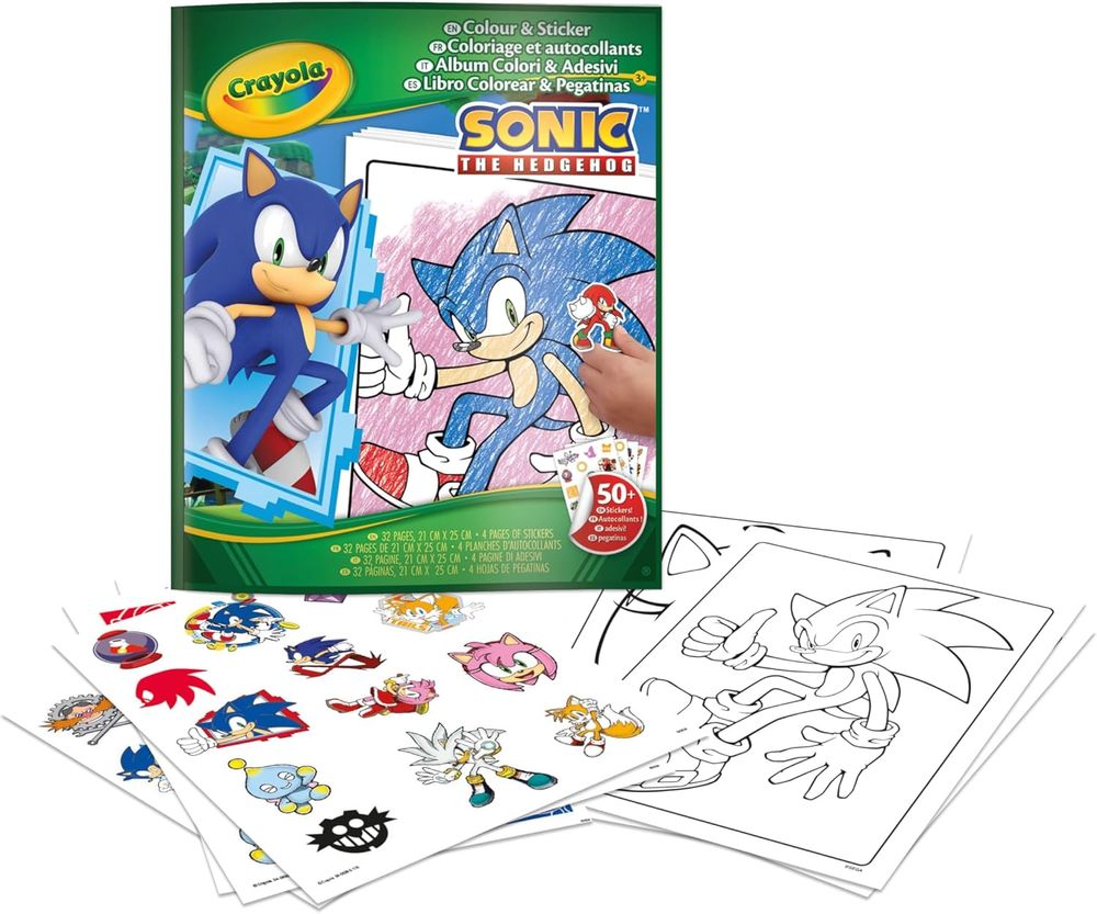 Crayola Sonic The Hedgehog Colouring Book With Stickers