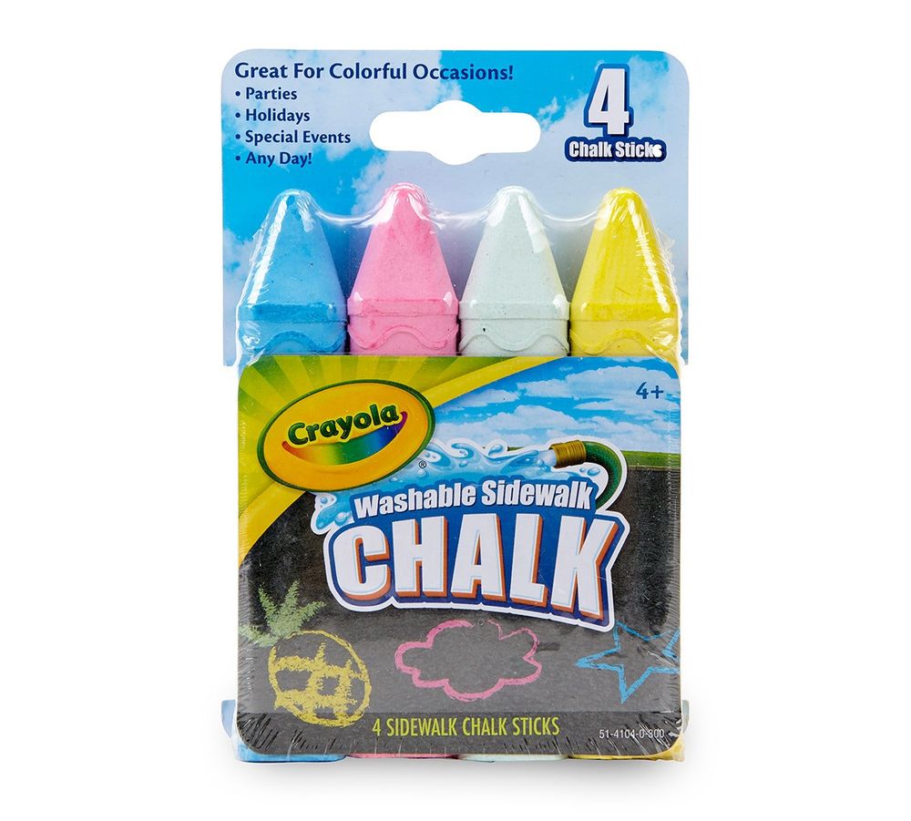Crayola - Washable Sidewalk Chalk Sticks - Multicolor - 4 Pcs