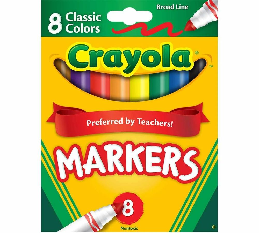 Crayola - Classic Colors Broad Line Markers - Multicolor - 8 Pcs