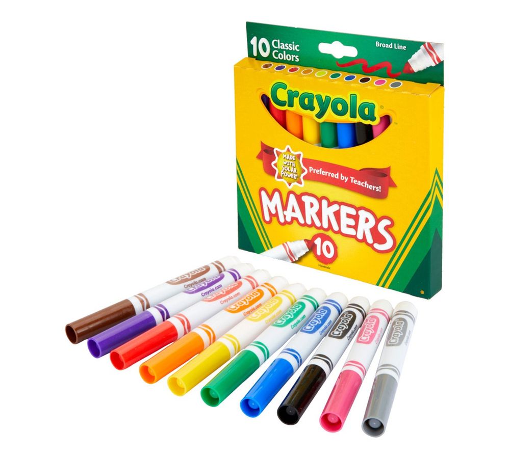 Crayola - Classic Colors Broad Line Markers - Multicolor - 10 Pcs