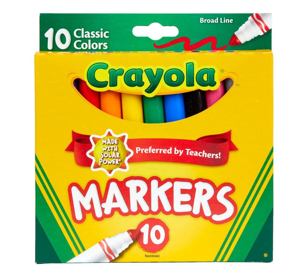 Crayola - Classic Colors Broad Line Markers - Multicolor - 10 Pcs