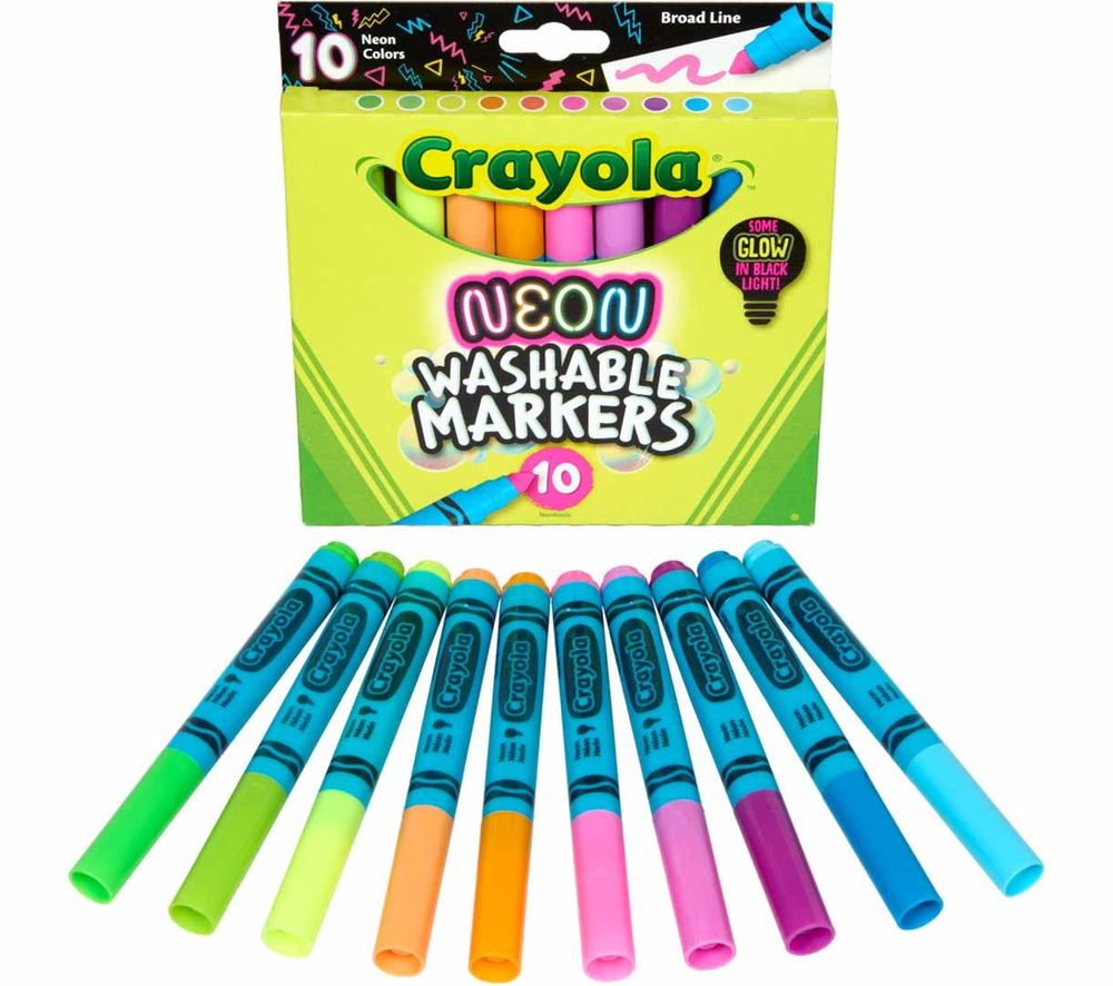 Crayola - Neon Washable Broad Line Markers - Multicolor - 10 Pcs