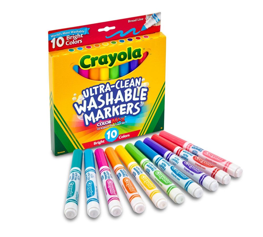 Crayola - Color Max Broad Line Ultra-Clean Washable Markers - Multicolor - 10 Pcs