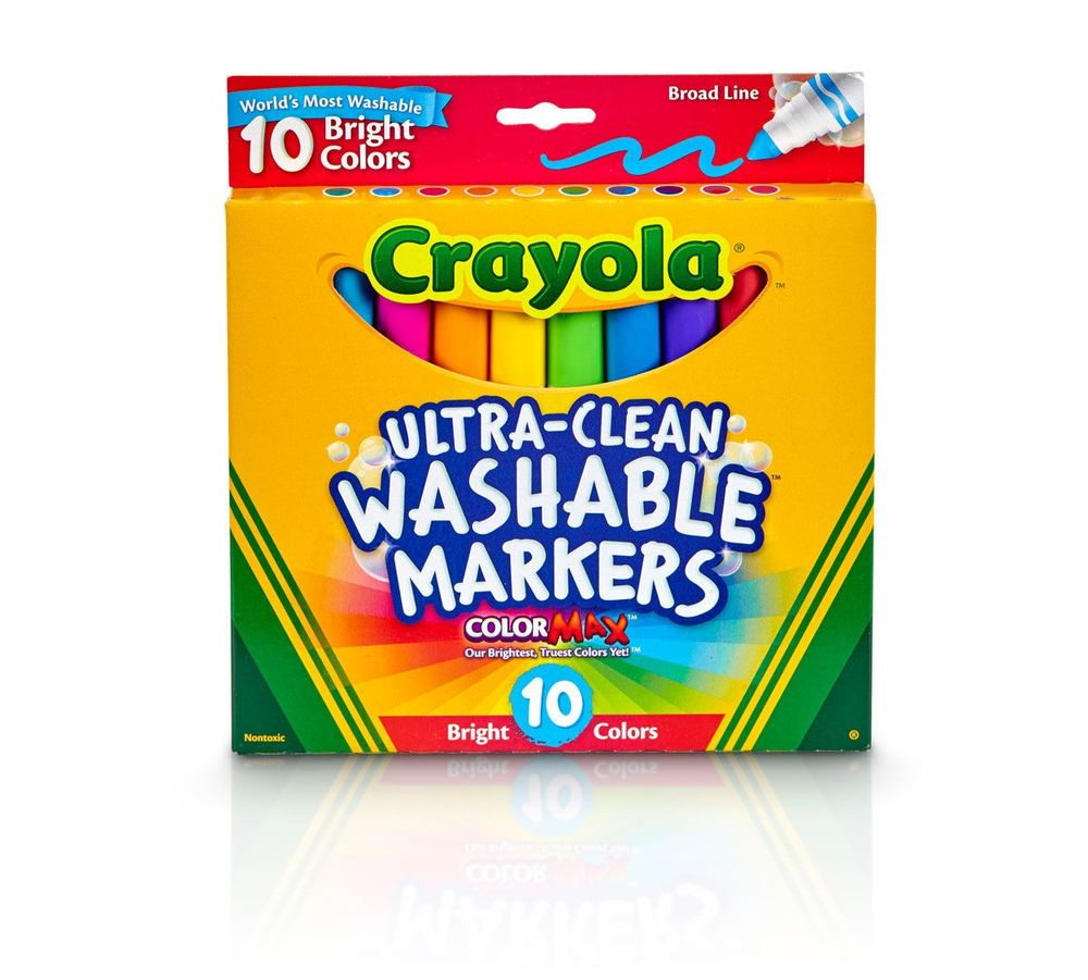 Crayola - Color Max Broad Line Ultra-Clean Washable Markers - Multicolor - 10 Pcs