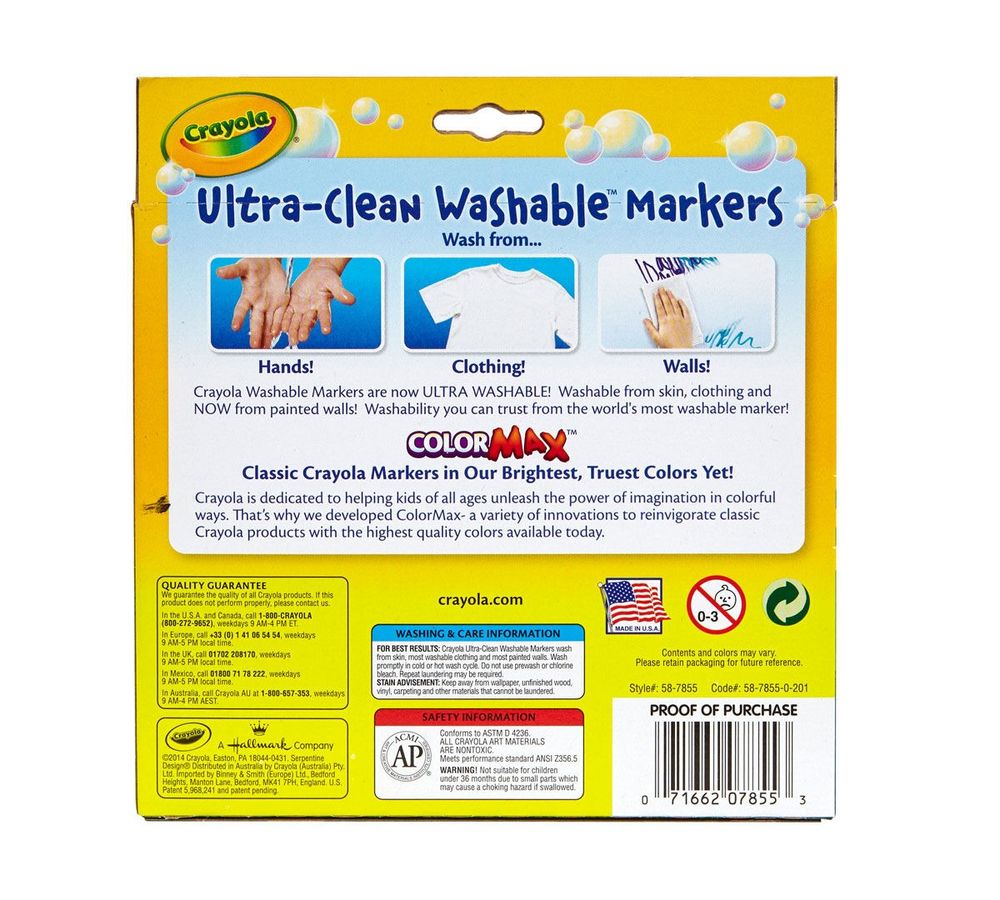 Crayola - Color Max Broad Line Ultra-Clean Washable Markers - Multicolor - 10 Pcs