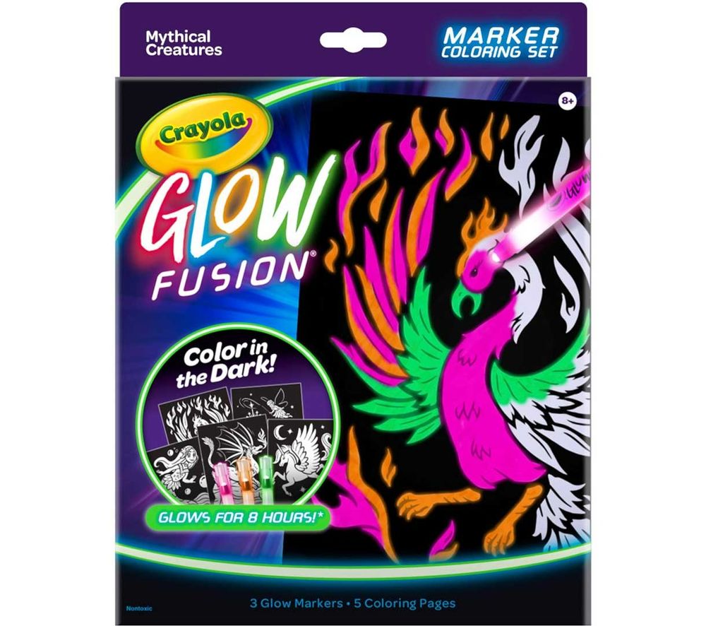 Crayola - Glow Fusion Marker Coloring Set - Mythical Creatures - 8 Pcs