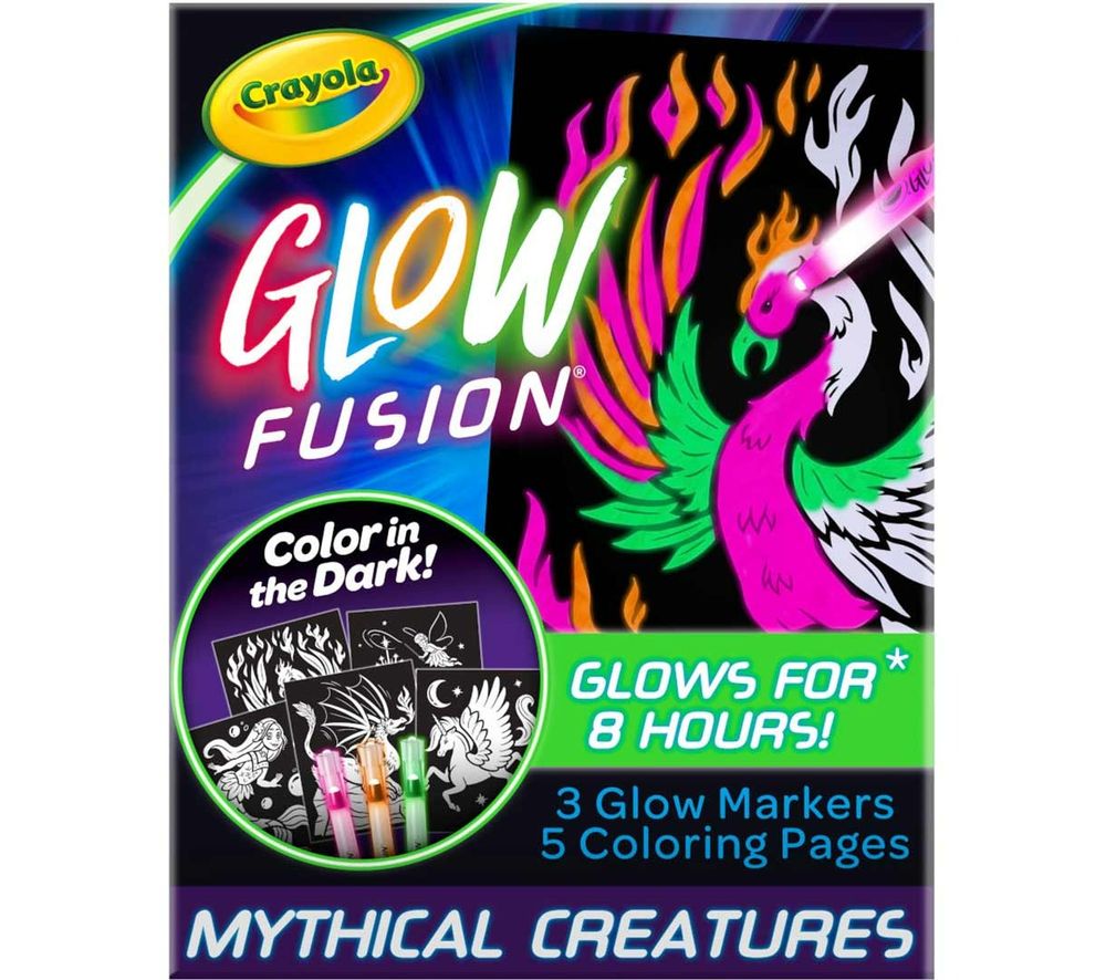 Crayola - Glow Fusion Marker Coloring Set - Mythical Creatures - 8 Pcs
