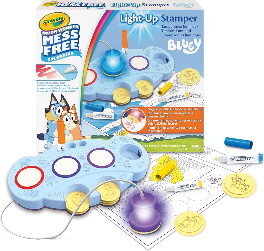 Crayola - Color Wonder Mess Free Colouring Light-Up Stamper Kit - Bluey