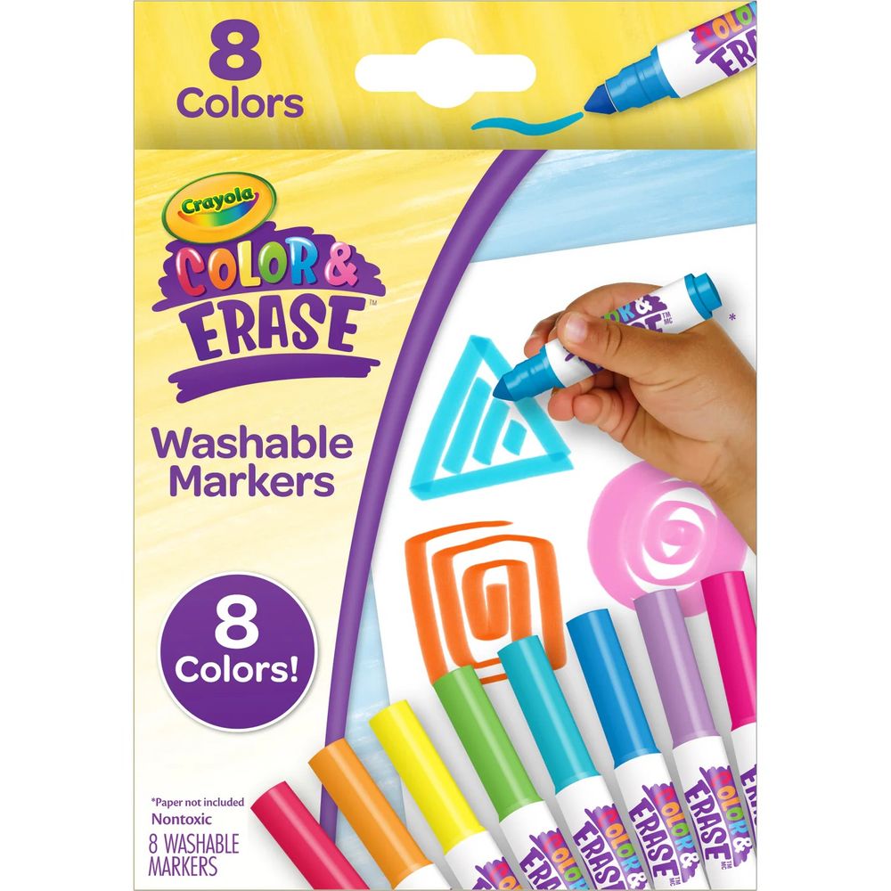Crayola - Color & Erase Washable Markers - Multicolor - 8 Pcs