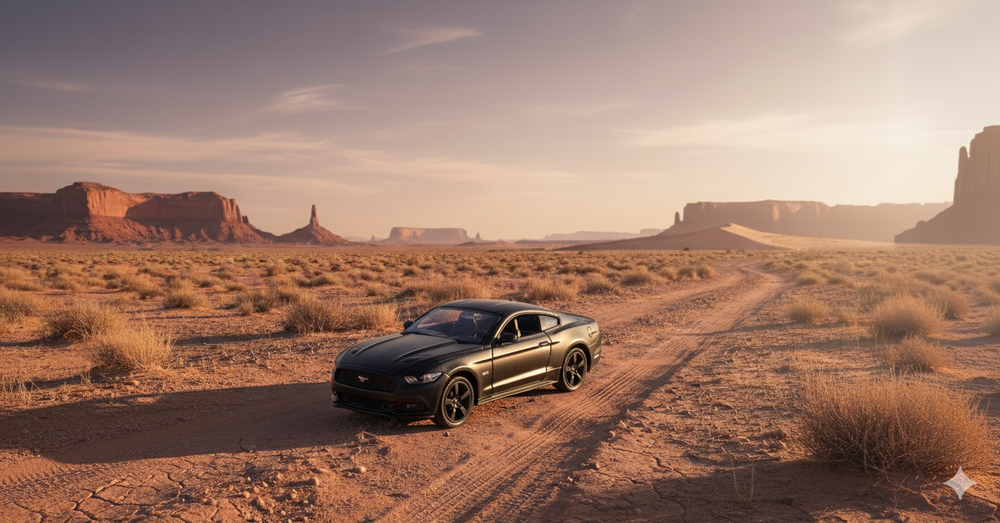 D-Power - Ford Mustang 2015 Diecast Car 1:36 - Matte Black - 1pc