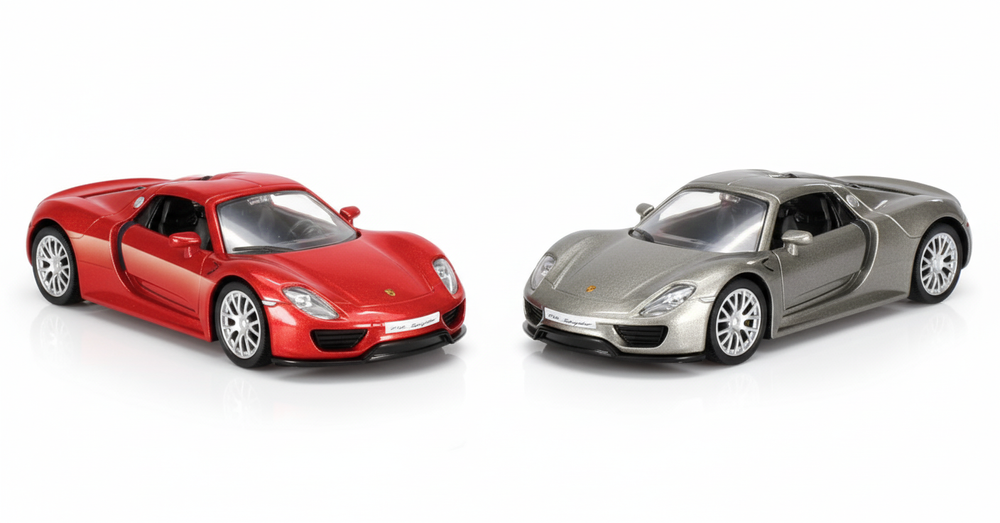 D-Power - Porsche 918 Spyder Diecast Car 1:36 - Assorted Colors Red/Grey - 1pc