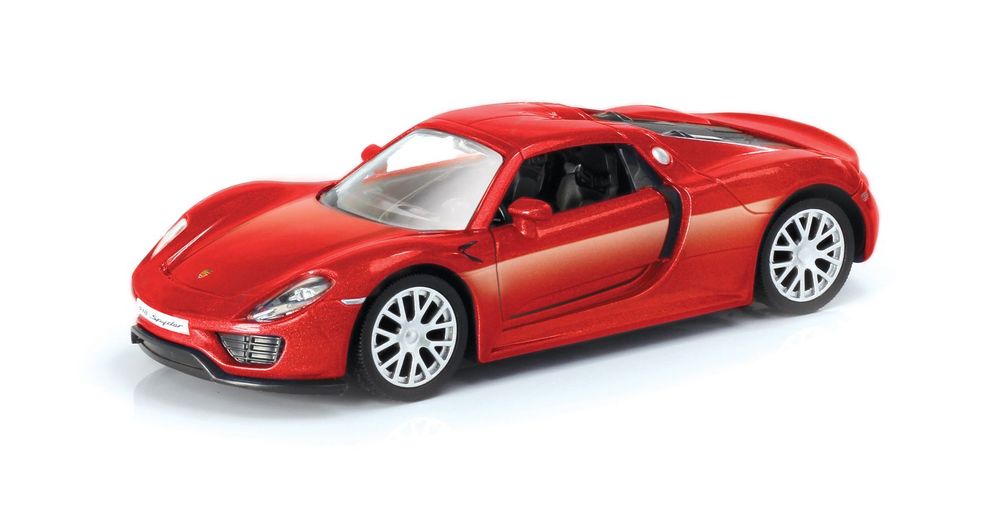 D-Power - Porsche 918 Spyder Diecast Car 1:36 - Assorted Colors Red/Grey - 1pc