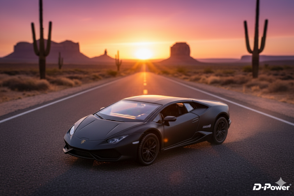 D-Power - Lamborghini Huracan LP610-4 Diecast Car 1:36 - Matte Black - 1pc