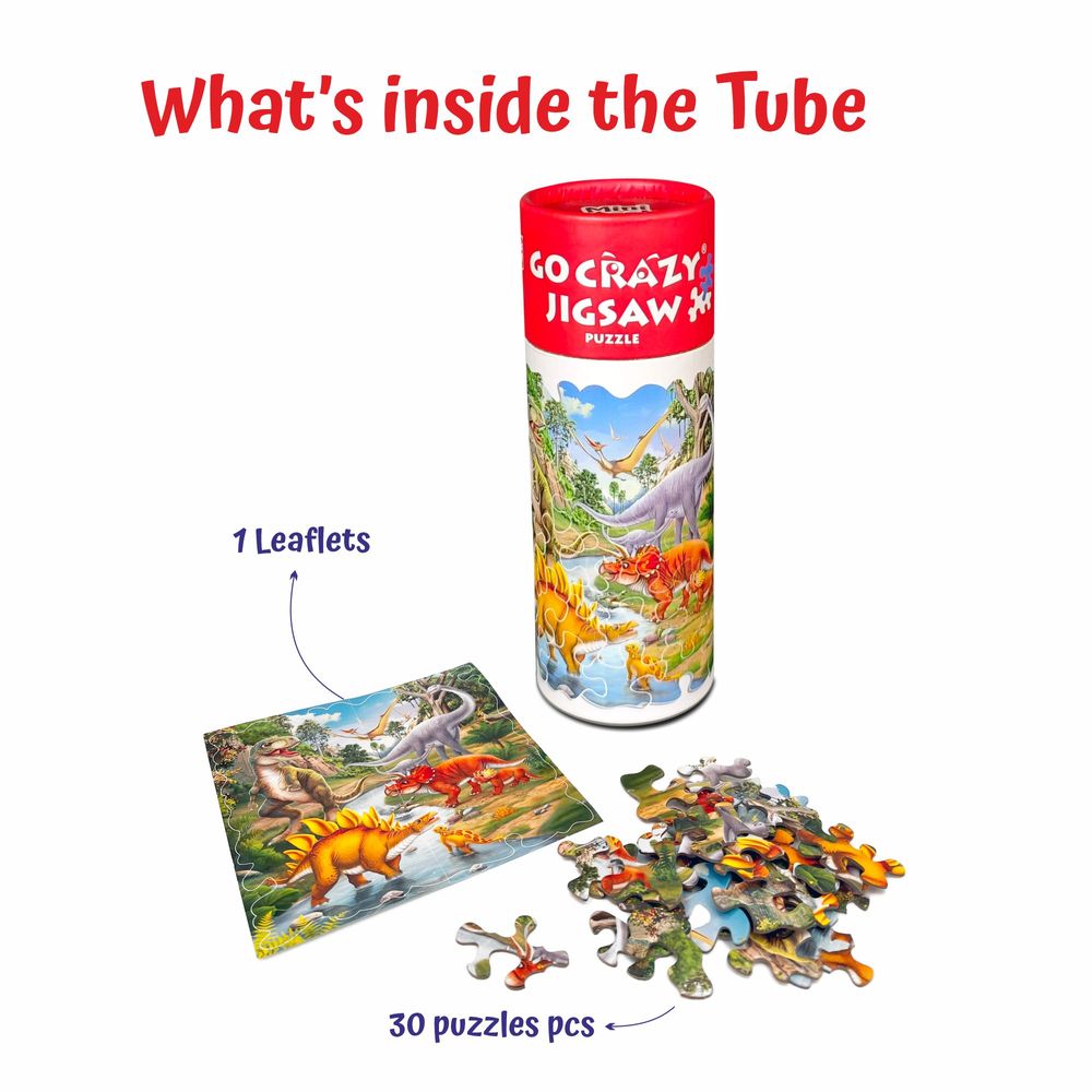 Unikplay - Mini Jigsaw Puzzle Tube - Dino - 30 Pcs