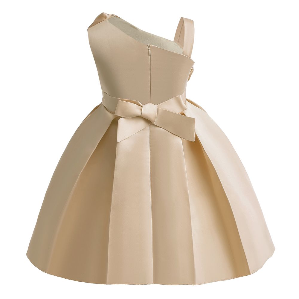 Sugar Rush Girl's Solid Fit and Flare Dress - Beige