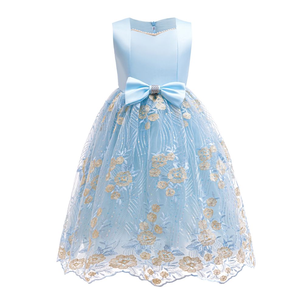 Sugar Rush Girl's Solid Gown Dress - Blue
