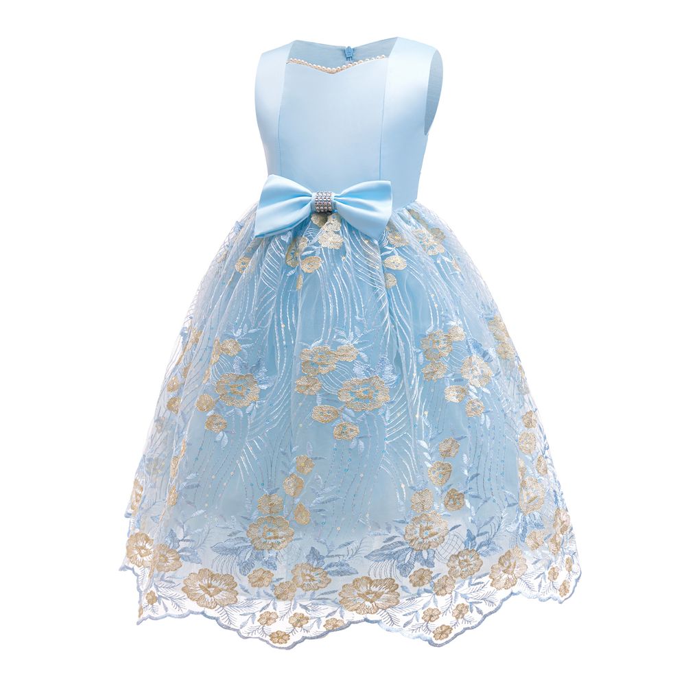 Sugar Rush Girl's Solid Gown Dress - Blue