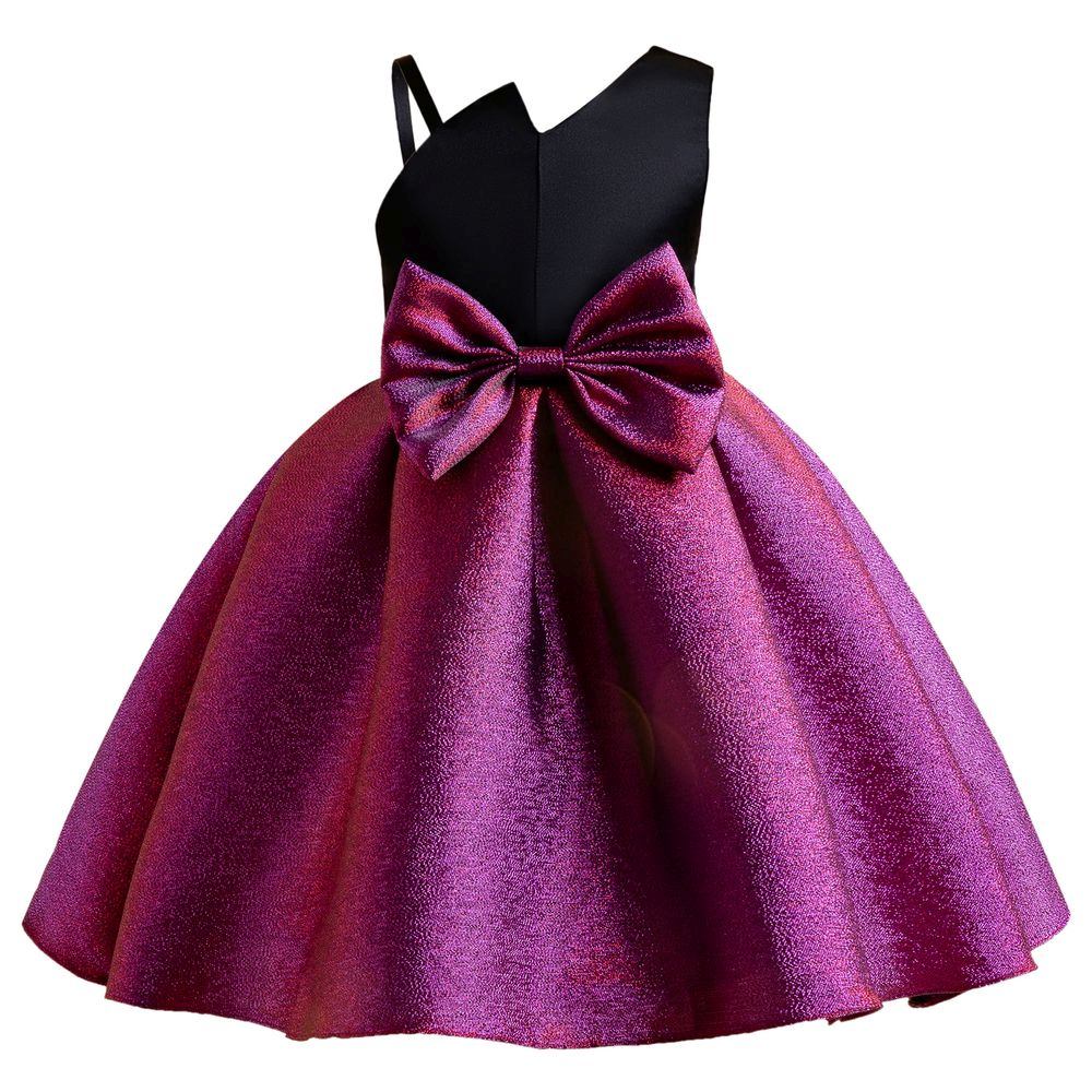 Sugar Rush Bow Applique Sleeveless Party Dress - Purple
