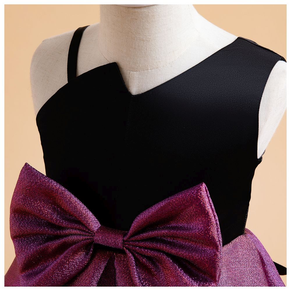 Sugar Rush Bow Applique Sleeveless Party Dress - Purple