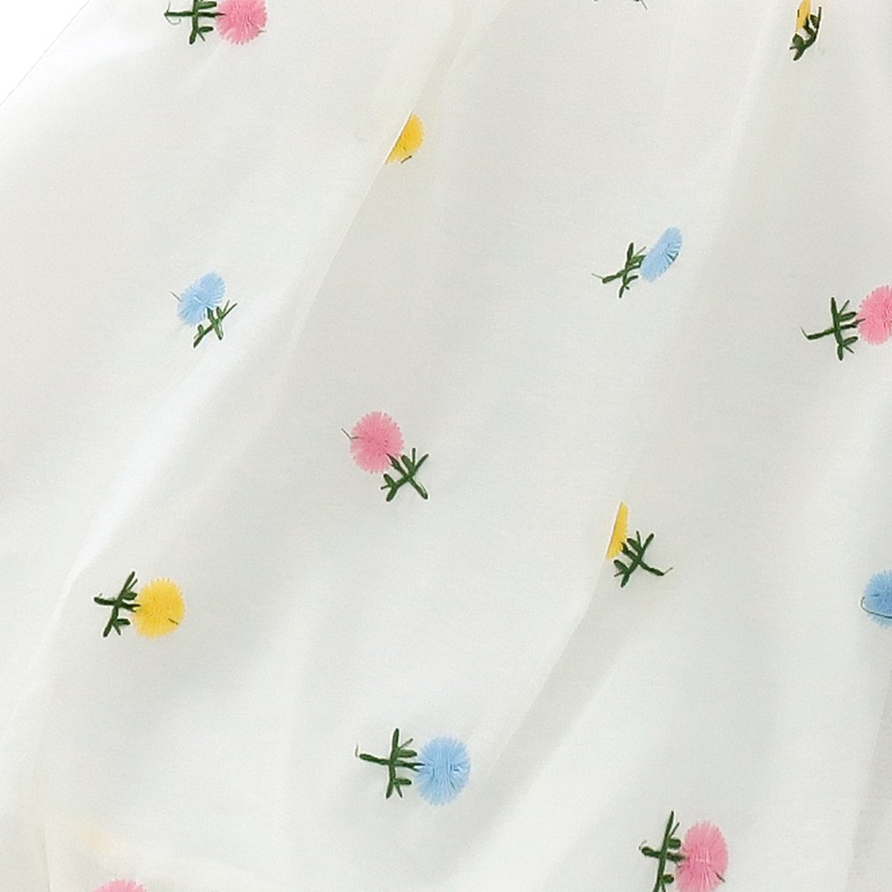Sugar Rush Girl's Self Design A-Line Dress - White