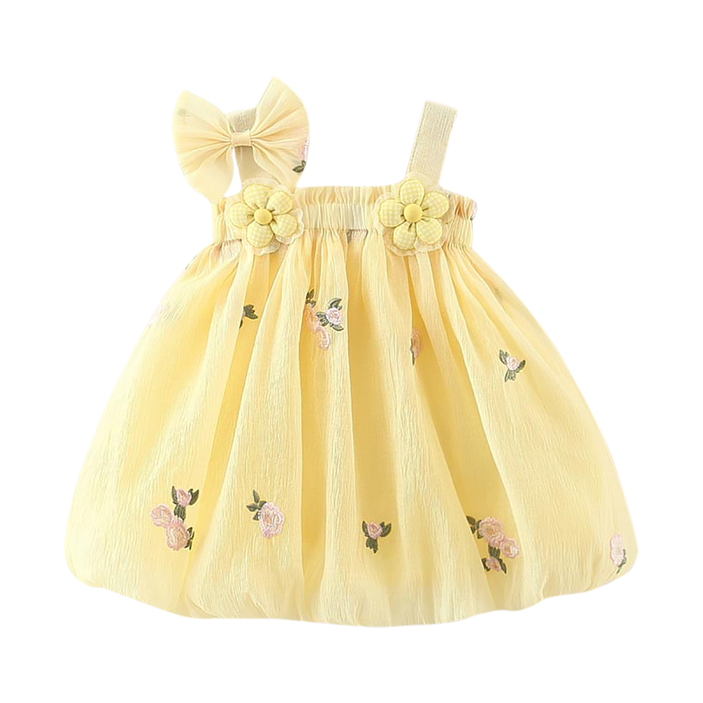 Sugar Rush Girl's Solid A-Line Dress - Yellow