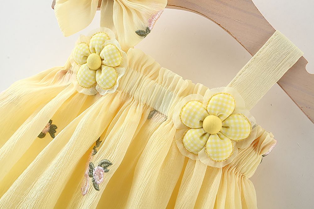 Sugar Rush Girl's Solid A-Line Dress - Yellow