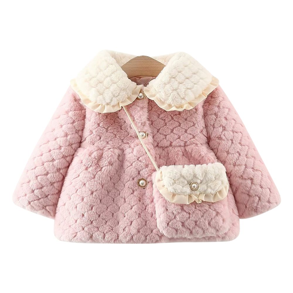 Sugar Rush Solid Overcoat Peter Pan Collar 2 Pcs - Pink