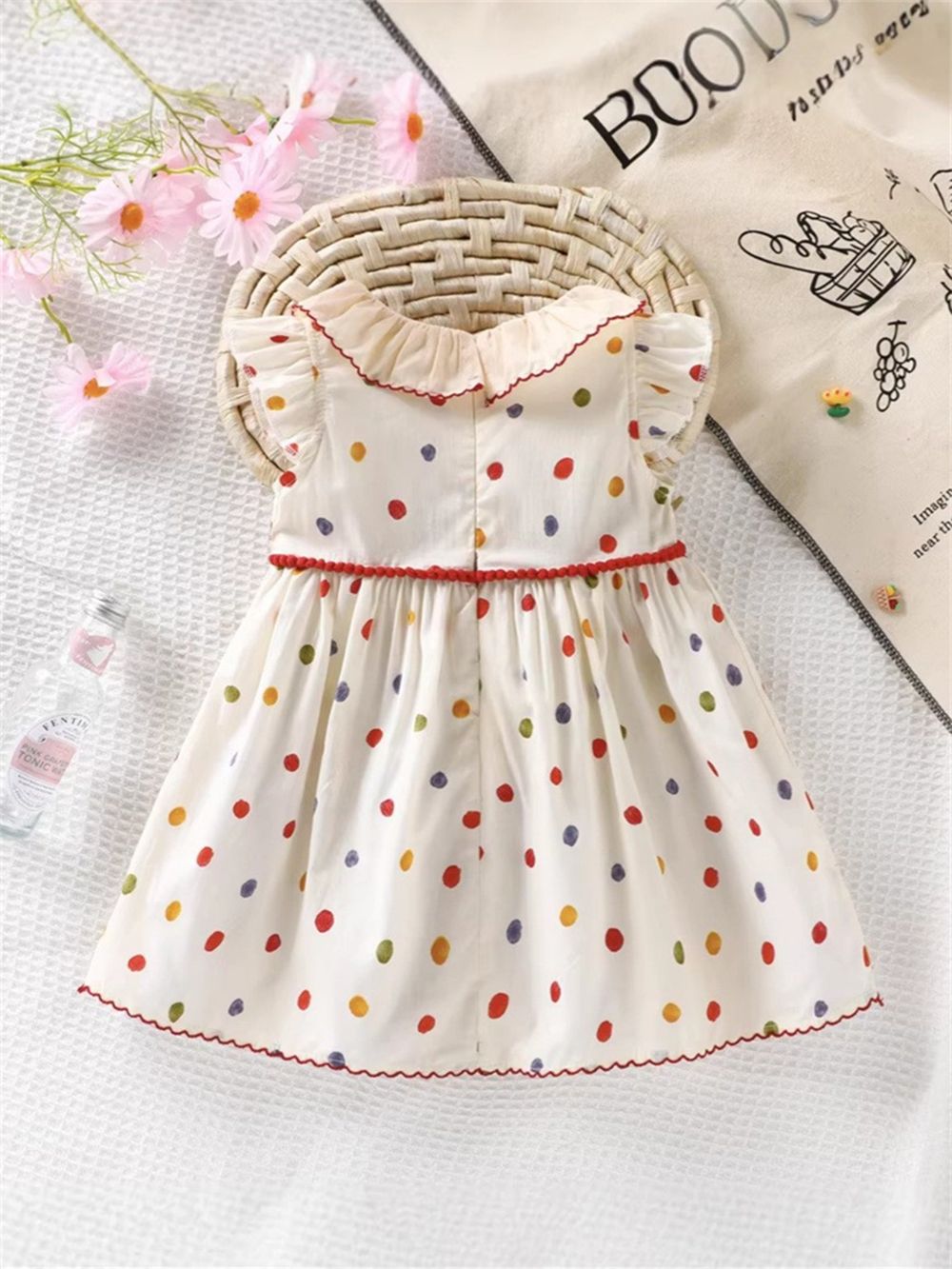 Sugar Rush - Ice Cream Appliqued Regular Fashion Dress - White
