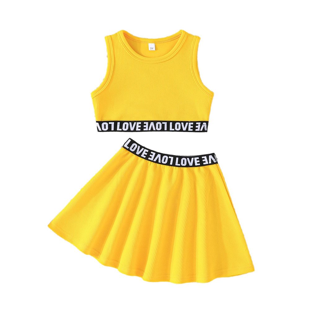 Sugar Rush Solid Top and Skirt - Yellow - 2 Pcs