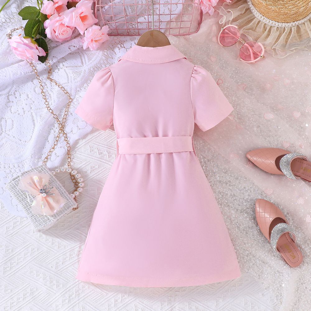 Sugar Rush Girl's Short Sleeves Solid Blazer Dress - Pink