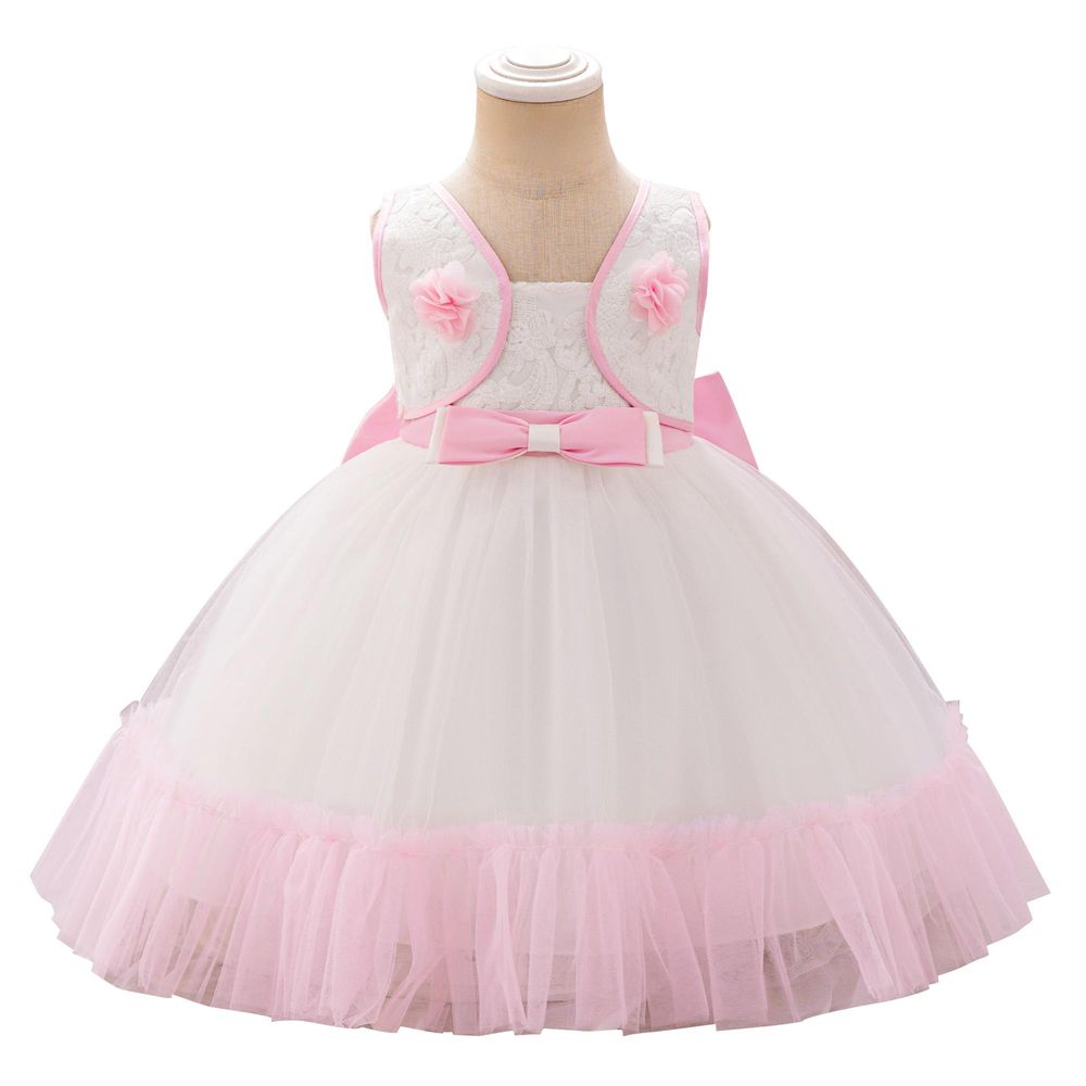 Sugar Rush Sleeveless Embellished Party Dress - White/Pink