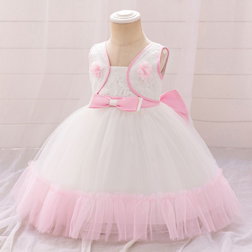 Sugar Rush Sleeveless Embellished Party Dress - White/Pink