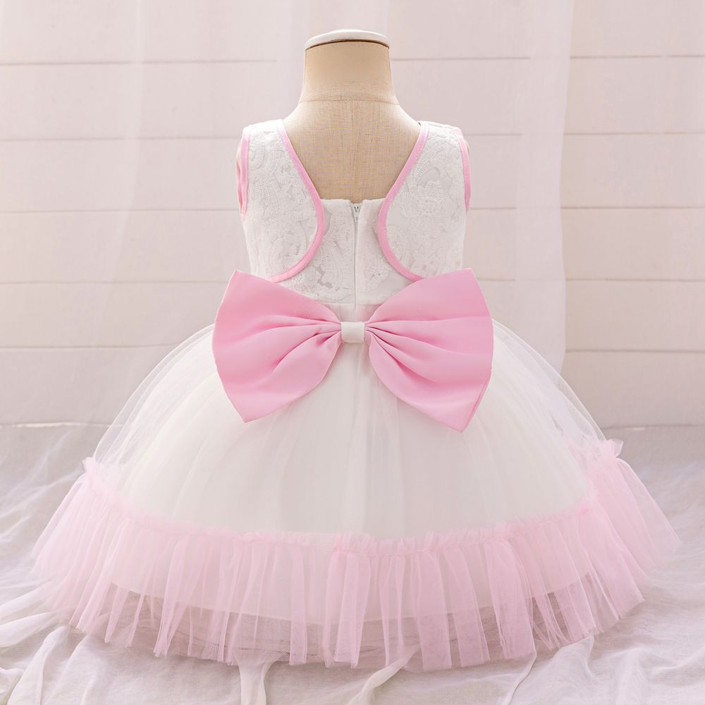 Sugar Rush Sleeveless Embellished Party Dress - White/Pink